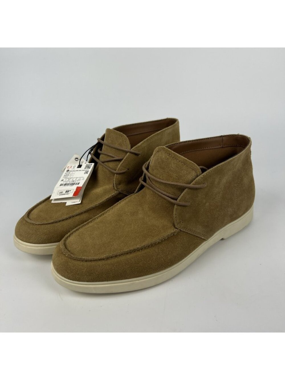 Zara Man Brown Suede Leather Tie Ankle Chukka Boot Size 44 - Picture 1 of 5